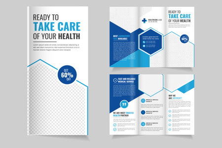 modern colorful medical patient treatment service tri fold brochure templateのイラスト素材