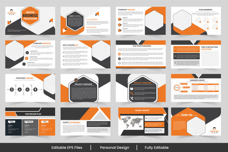 Business minimal slides presentation template, Vector corporate business presentation project proposal template, Creative project strategy layoutのイラスト素材