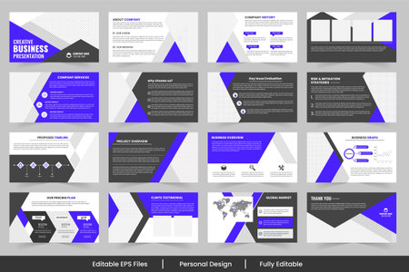 Business minimal slides presentation template, Creative project strategy layout showcases design and serviceのイラスト素材