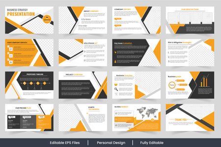 Presentation slides Modern brochure cover design, Creative project strategy layout showcases design and service  presentationのイラスト素材