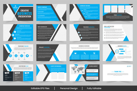 Business presentation templates, Creative project strategy layout showcases design and service  Business presentation templates,のイラスト素材