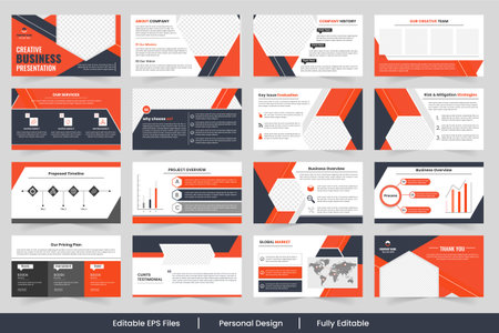 Template presentation slides background design, Creative project strategy layout showcases design and service  presentation templateのイラスト素材