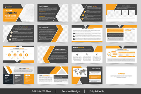 Business presentation templates, Creative project strategy layout showcases design and service  presentation template.のイラスト素材