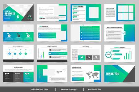 Creative business strategy presentation with modern design elements and engaging layoutsのイラスト素材