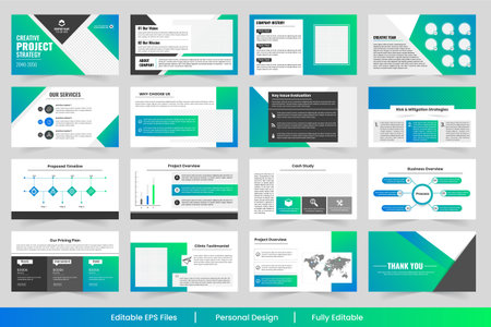 Creative project strategy layout showcases design and service  presentation templateCreative project strategy layout showcases design and service  presentation templateのイラスト素材