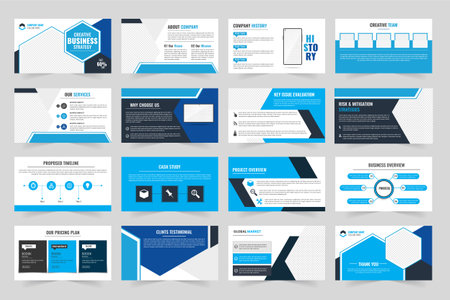 annual business report consultancy presentation template blue color slider layout design promotion advertisingのイラスト素材