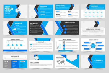 Clean and creative business presentation template Business Digital Agency Plan annual report slider blue color project overview sliderのイラスト素材