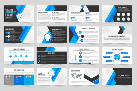consultancy presentation templat business template Digital Agency Plan annual report slider blue color project overview sliderのイラスト素材
