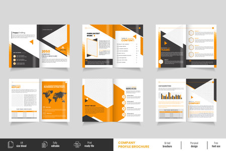 Yellow Corporate business presentation guide brochure template, Annual report, 12 page  flat  business brochure designのイラスト素材