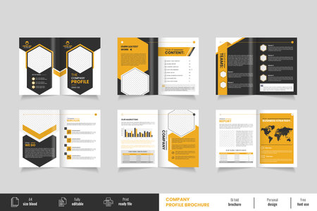 Yellow Corporate business presentation guide brochure template, Annual report, 12 page  flat  business brochure designのイラスト素材