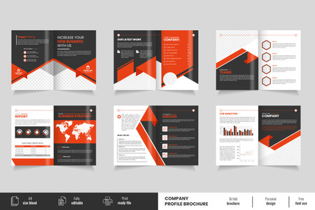 Yellow Corporate business presentation guide brochure template, Annual report, 12 page  flat  business brochure designのイラスト素材