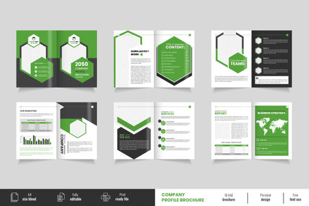 Yellow Corporate business presentation guide brochure template, Annual report, 12 page  flat  business brochure designのイラスト素材