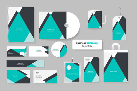 Brand Identity concept of stationery Mock Up set with abstract graphics. Corporate styleのイラスト素材