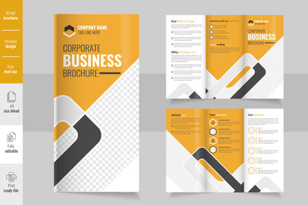 Business Trifold Brochure and Leaflet Template, Professional business trifold brochure designのイラスト素材