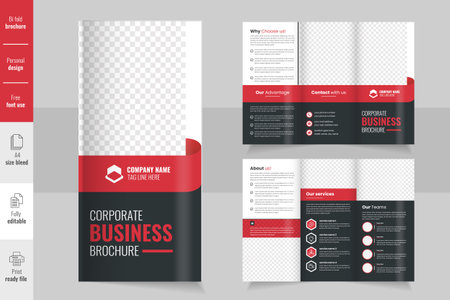 Business Trifold Brochure and Leaflet Template, Professional business trifold brochure designのイラスト素材