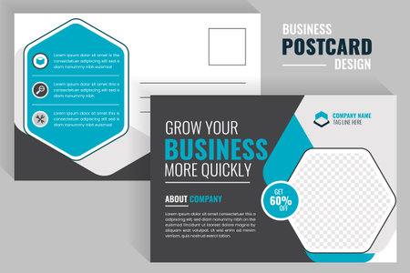 Blue corporate Business company Marketing Postcard mailer design templateのイラスト素材
