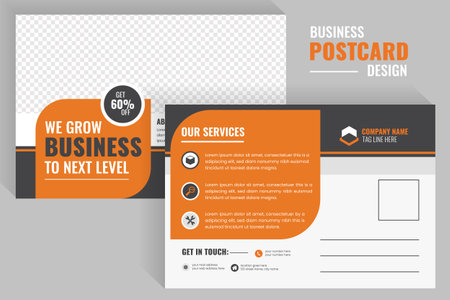 Red orange color professional Corporate Marketing Material Postcard mailer templateのイラスト素材