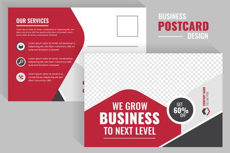 Red color Corporate company Marketing Material Postcard mailer templateのイラスト素材