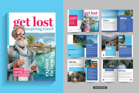 Travel Magazine Template Layout. professional magazine for Travelogue, Photo album, photography,...