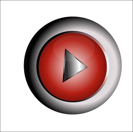 the red button with a metal rim and with a triangle in the centerのイラスト素材