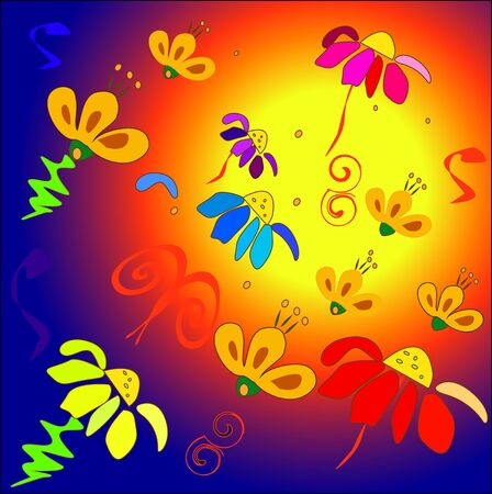 colourful flower illustrationのイラスト素材