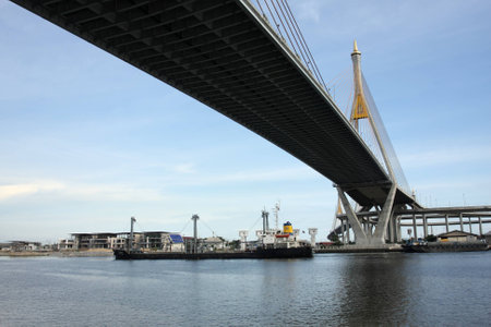 bhumiphol bridge in bangkokの写真素材