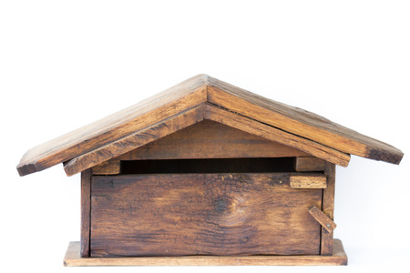 wooden postbox  in white backgroundの写真素材