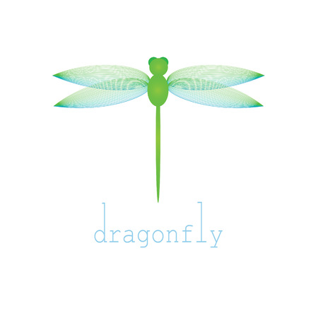 Green dragonfly on a white backgroundのイラスト素材