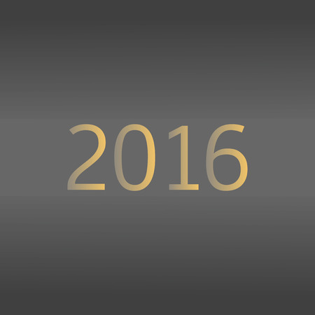 Happy New Year 2016. Golden inscription on a gray background.