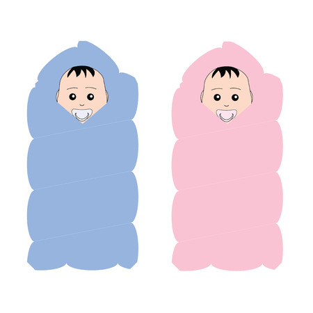 Newborn baby boy and girl twins.のイラスト素材