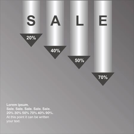Sale background. Sale poster. Grey metallic arrow indicating percent discount.のイラスト素材
