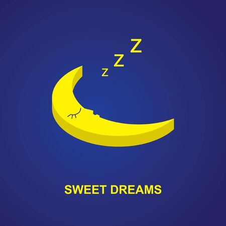 World Sleep Day. Wishes sweet dreams. Image month sleeping in the sky. Month in the sky.のイラスト素材