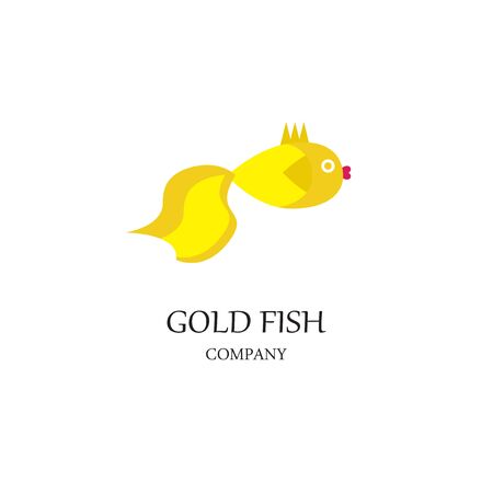 Gold fish. Image of goldfish isolated on white background. Goldfish logo of your store or company. Logo design.のイラスト素材