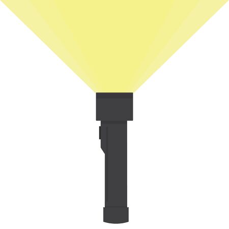 Flashlight. Icon included flashlight with light. Flashlight in flat style.のイラスト素材