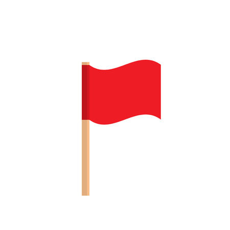 Red flag on a wooden stick. Icon red small flag isolated on white background.のイラスト素材