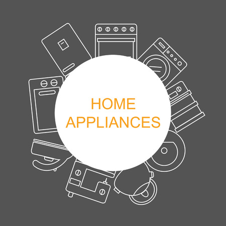 Home appliances. Banner for your store or business. Vector illustration of style line.のイラスト素材
