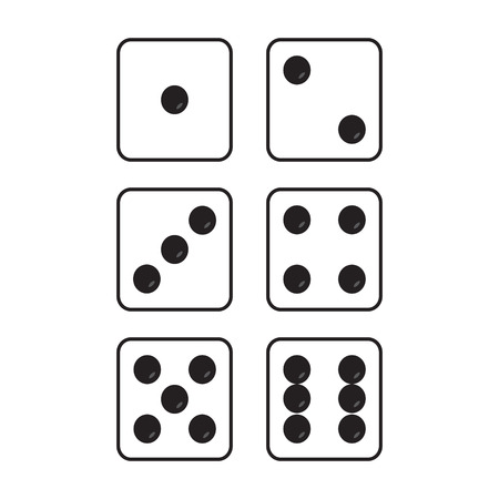 Icon gaming dice. Game cubes top view on white background.  Set dice. Vector illustration.のイラスト素材