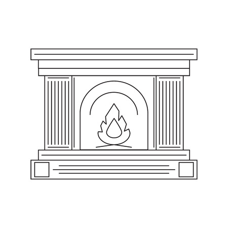 The fireplace in the style of the line of fire. illustration.のイラスト素材