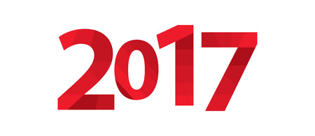 2017 Red inscription on a white background. Happy New Year. Vector illustration.のイラスト素材