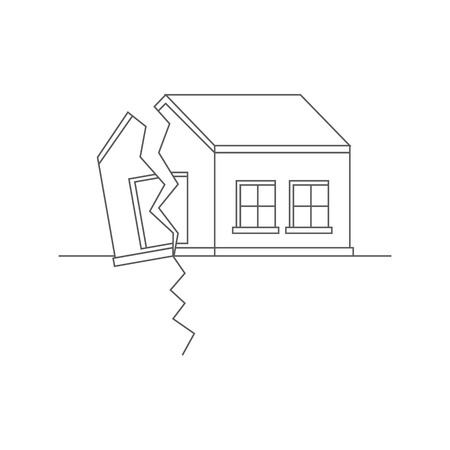 Earthquake. Catastrophic natural phenomenon destroying houses. Disaster. Vector illustration.のイラスト素材