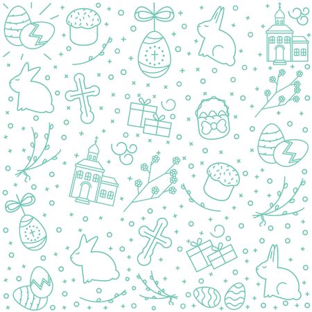 Easter background in the style of the outline. Vector illustration.のイラスト素材