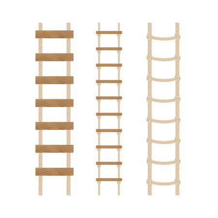 Three rope ladders on a white background.Vector illustration.のイラスト素材