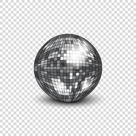 Disco ball with shadow. Mirror ball for decorating parties and discos. Vector illustration.のイラスト素材