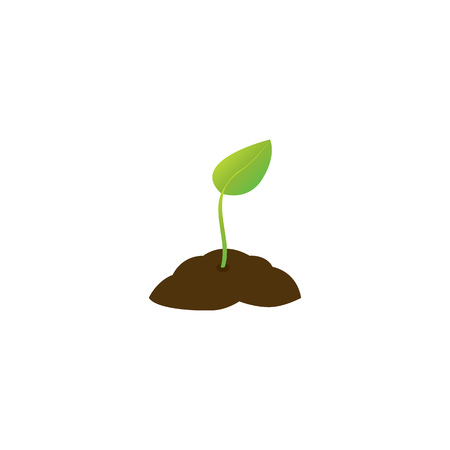 A young plant with one leaf in the ground. Vector illustration.のイラスト素材