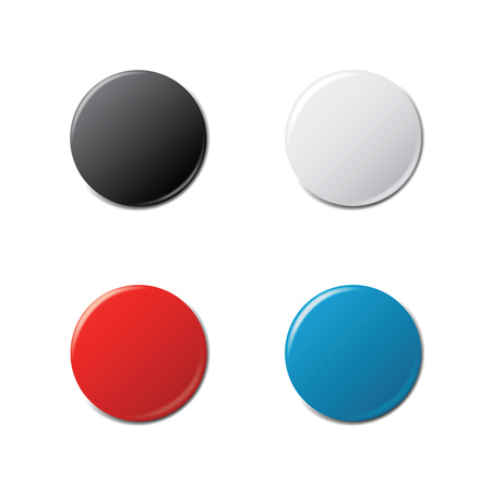 Four realistic round badge or magnet. Vector illustration.のイラスト素材