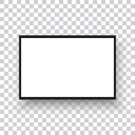 A realistic TV monitor on a transparent background. The television panel. Electronic home appliances. Vector illustration.のイラスト素材