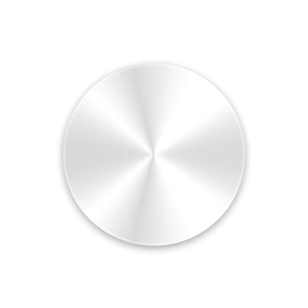 Metal round button with shadow on white background. Vector illustration.のイラスト素材