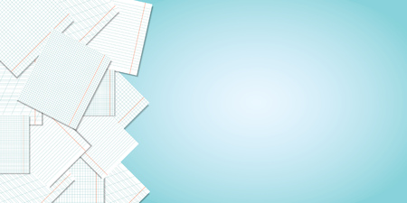 Back to school. Blue school background with pages of notebooks and a place for your text. Vector illustration.のイラスト素材