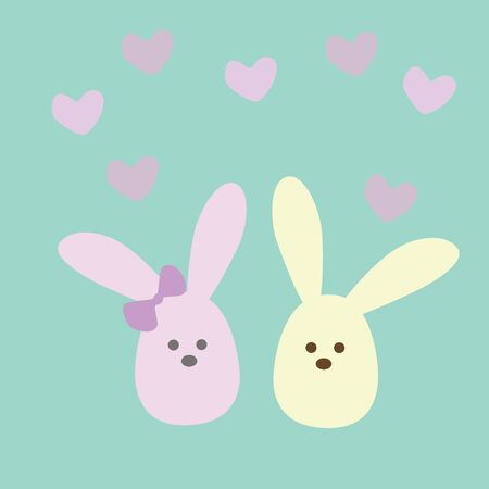 Bunny Love on the blue backgroundの写真素材