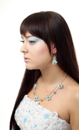profile of a woman in the image of the Snow Queenの写真素材